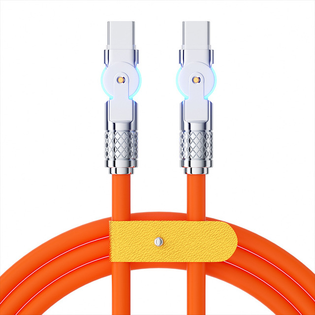 Dual Rotation USB C Cable for Xiaomi Redmi Huawei 6A Fast Charger Type C to Type C Cable Gaming Cord for Macbook Silicone Wire