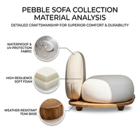 Sofá Curvo de Madera de Teca Sólida, Duradero, Contemporáneo, Modular, con Otomana Incluida, Mesa de Centro, Asiento Individual, Sofá de Exterior de Alta Gama