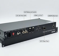 Convertisseur vidéo SDI 12G sur fibre optique avec sortie en boucle, connecteur LC, châssis rack 1U, émetteurs-récepteurs 4K60 10km