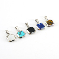 Breloques en acier inoxydable pour la fabrication de bijoux, plaqué or 18 carats, élégant pendentif carré en pierre, bijoux de mode, breloques en pierre naturelle