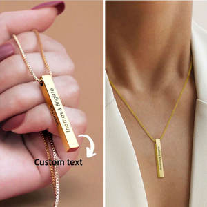 Collar con colgante personalizado de acero inoxidable 316L, chapado en oro PVD de 14K/18K, joyería fina de moda para grabar. - Product Image 2