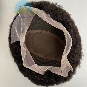 Perruque <span class=keywords><strong>afro</strong></span> à racine bouffante de 4mm 6 pouces de haut, style chaud d'usine, perruque courte en dentelle brésilienne vierge non traitée, sans traces - Product Image 5