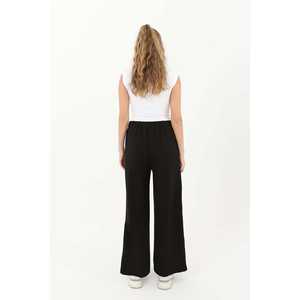 <b>Black</b> Women's Wide Leg <b>Trousers</b> Knitted <b>Stretch</b> Pants High Waist Comfort Fit 30007PNT - Product Image 3