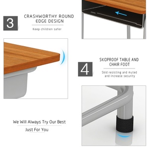 Meubles de classe au design moderne, table et chaise réglables en hauteur, ergonomiques, en bois durable, avec roulettes, prix d'usine, ISO9001, école - Product Image 3
