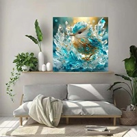 Kit de Peinture Diamant 5D pour Adultes Débutants, DIY, Couverture Complète, Motif Fleur Bleue et Oiseau, Toile Carrée 30x30CM, Décoration Murale, Sans Cadre