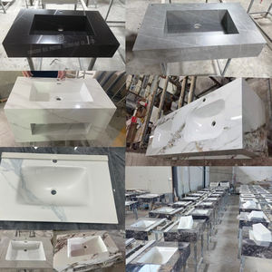 הסיטונאי משטח מוצק זוגי צף אמבטיה יהירות קיר רכוב ארון עם הוביל מראה - Product Image 6