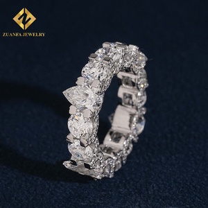 Bague pour homme ZUANFA JEWELRY, style hip-hop, entièrement pavée de diamants de laboratoire ronds et en forme de poire, effet glacé - Product Image 3