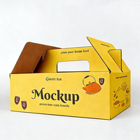 Boîte à poignée en carton ondulé personnalisée, durable, écologique, à encre végétale, couleur unie, imprimée d'un seul côté, pour l'emballage de cadeaux et de fruits