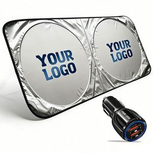 Parasoles Delanteros Promocionales al por Mayor para Regalos Empresariales, Protección UV, Parasol para Parabrisas de Coche de Poliéster Plateado con Logotipo Personalizado - Product Image 1