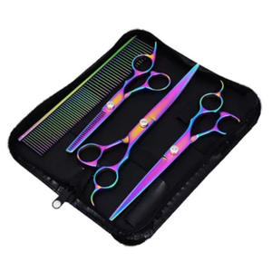 ชุดกรรไกรตัดแต่งขนสัตว์เคลือบสี 7 นิ้ว สแตนเลสสตีล โค้ง สำหรับแมว อเนกประสงค์ - Product Image 3