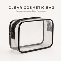 Pochette cosmétique transparente personnalisée en PVC avec fermetures éclair à anneaux, plusieurs tailles disponibles, vendues individuellement ou en lot