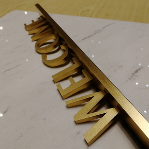 Oro <span class=keywords><strong>de</strong></span> Metal <span class=keywords><strong>de</strong></span> Color <span class=keywords><strong>de</strong></span> la parte superior <span class=keywords><strong>de</strong></span> la Mesa signo <span class=keywords><strong>de</strong></span> letras <span class=keywords><strong>de</strong></span> Metal soporte libre señal <span class=keywords><strong>de</strong></span> recepción - Product Image 6