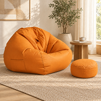 Fauteuil Cocon en EPP avec Ottoman, Siège de Salon Non Compressible, Revêtement Performance, pour Usage Domestique