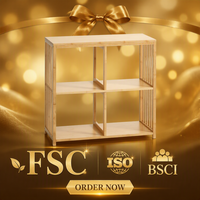 Étagère de rangement en bambou de qualité supérieure 72x32x74cm, esthétique, à 2 niveaux, certifiée FSC ISO BSCI, sans formaldéhyde