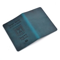 AIGUONIU sarung paspor kulit asli Israel, dompet bepergian uniseks Vintage, tempat kartu kredit RFID, penutup paspor Ibrani untuk pria dan wanita