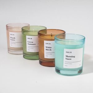 Bougies parfumées en pot avec récipients en verre, mèche unique, forme cylindrique, décoration parfumée pour la maison - Product Image 6