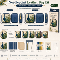 Kit de broderie au point d'aiguille DIY en cuir motif zèbre et papillon Longwing, avec pochette, kit de maille imprimée, fermeture éclair, fil et aiguille, pour débutants et adultes