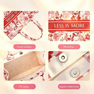 Eco-Friendly Durable Fashion Floral Printed <b>Large</b> Capacity <b>Canvas</b> Tote <b>Bag</b> with PE Laminated Waterproof Finish for Gift Use - Product Image 3