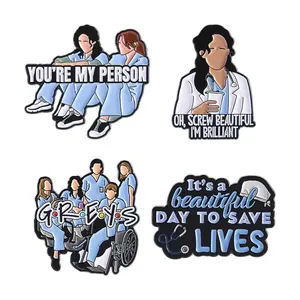 Pins de esmalte de la serie de TV de drama médico, con la frase 'You Are My Person' y 'It's a Beautiful Day to Save Lives', broches, insignias de solapa y joyería. - Product Image 1