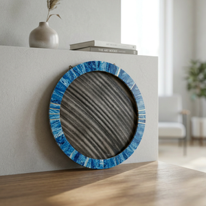 Marco de Espejo Redondo de Madera Moderno con Borde de Mosaico Azul, Decoración de Pared Hecha a Mano, Decoraciones para el Hogar, Decoración de Mesa, Precio Bajo, Último Diseño - Product Image 1
