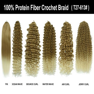 Extensions de cheveux synthétiques en fibres protéinées bio, résistantes à la chaleur, bouclées, en fibres bio organiques, tresses au crochet naturelles, en paquet - Product Image 6