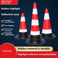 50cm PVC réfléchissant caoutchouc route cône anneau de levage crème glacée Isolation cône sécurité Barricade Triangle avertissement trafic avertissement