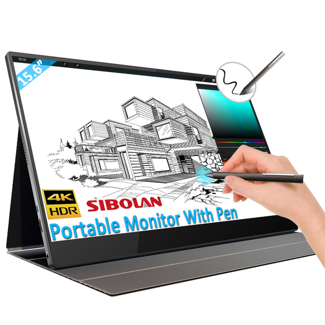 SIBOLAN 15.6 Inch IPS Touch Screen Built-in Battery Active Stylus Pen Type c HDR 4K Portable Monitor Laptop Ps5