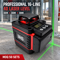 Niveau laser industriel robuste 4D 16 lignes à faisceau vert, auto-nivelant à 360 degrés, haute précision, alimenté par batterie, pour carrelage