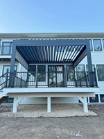 Pergola bioclimatique en aluminium, toit rétractable motorisé avec lames orientables électriques, LED en option, gazebo extérieur imperméable