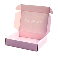 Boîte d'expédition pliable de luxe en carton ondulé rose avec logo personnalisé pour l'emballage cosmétique e-commerce, conforme RoHS et recyclable