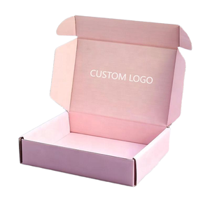 Boîte d'expédition pliable de luxe en carton ondulé rose avec logo personnalisé pour l'emballage cosmétique e-commerce, conforme RoHS et recyclable - Product Image 1
