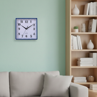 Horloge murale silencieuse carrée Art Déco de 11 pouces pour salon, en plastique PP + verre, mouvement analogique à quartz, simple face, deux pièces