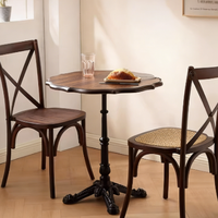 Ensemble de table basse en fonte vintage américaine, table à manger rétro en bois naturel et chaises pour la maison, café