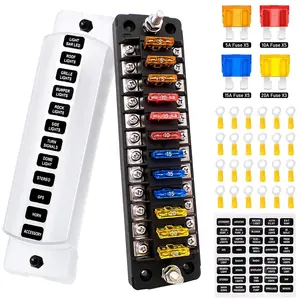 12 way Independent Positive and Negative Fuse Box With Waterproof Protection Cover For Auto Car Boat Marine Trike