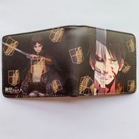 Portefeuille court en cuir PU de haute qualité avec fermeture éclair, 28 couleurs, thème Anime L'Attaque des Titans Eren Jaeger, idéal comme cadeau promotionnel
