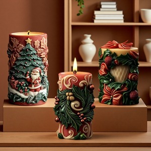 Christmas Series Scented <b>Candle</b> Silicone <b>Molds</b> DIY Plaster Ornament <b>Mold</b> Christmas Tree Santa Claus Apple Shape - Product Image 1