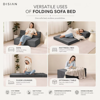 DISIAN 2-in-1 Konvertierbares Schaumstoff-Sofabett Faltbare Modulare Lounge-Couch mit Abnehmbarem Stoffbezug für Kinder Erwachsene Schlafzimmer