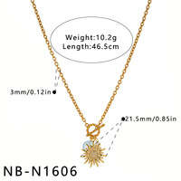 Colliers Manna géométriques en acier inoxydable avec pendentif soleil en zircon, chaîne à maillons durable avec fermoir OT