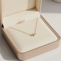 Collar con Colgante en Forma de Abeja, Diseño Bonito, Oro Amarillo Sólido de 18K, Diamante Natural Real, para Mujer, Regalo para Compromiso, Boda o Fiesta