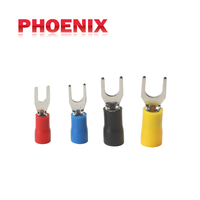 Connecteur de câble de type fourche/patin isolé à sertir à froid en laiton de haute qualité, multicolore (rouge, bleu, jaune, noir)