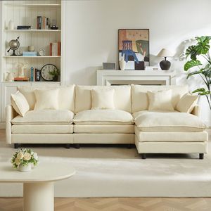 Ensemble de canapé modulaire en forme de L, housse en tissu amovible et lavable, tissu en velours pour salon, appartements - Product Image 2