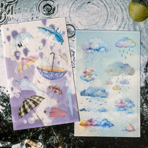 2 pegatinas troqueladas por paquete después de la lluvia Qingning Series lluvia manual decoración Ins pegatinas - Product Image 2