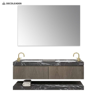 Yüksek kaliteli Modern basit banyo makyaj dolabı ile duvara monte çift lavabo