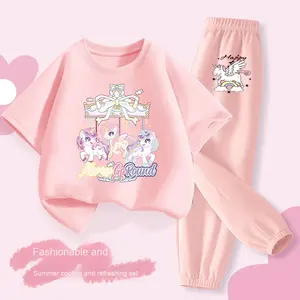 2025 Meninas Novo Casual Verão Outerwear Conjunto De Duas Peças Puro Algodão Fácil Jogo Impresso De Malha - Product Image 4