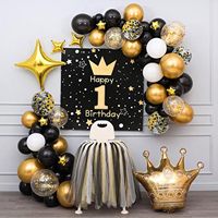Ballons en latex or et noir en gros ; Kits de décoration de fête d'anniversaire personnalisés avec un mélange de couleurs variées