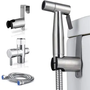 Stainless steel bidet sprayer Toilet Adjustable Water Pressure Control Hose Handheld Sprayer Bidet