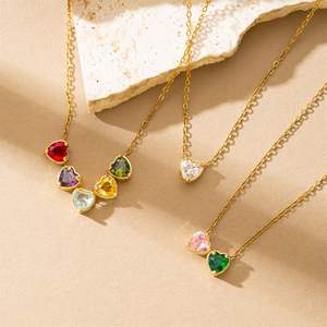 สร้อยคอประดับจี้หินเพทายหลากสีแบบสไลเดอร์  ของขวัญสำหรับผู้หญิง  งานสั่งทำได้  พร้อมตัวอย่างสินค้าขายปลีก  จี้ประจำเดือนเกิด 12 เดือน - Product Image 3
