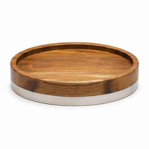 Juego de Accesorios de Baño de Madera Natural de Estilo Moderno con Detalles de Base de Metal Cepillado, Juego de Baño de 8 Piezas de Madera y Metal - Product Image 4