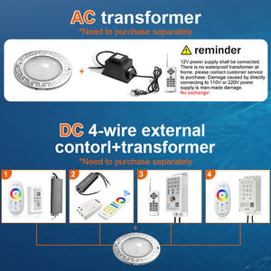 Tadpole 12V AC <span class=keywords><strong>IP68</strong></span> Waterdichte 12W Afstandsbediening Multicolor Onderwater RGB RGBW Zwembad <span class=keywords><strong>LED</strong></span> Inbouwverlichting voor Zwembad - Product Image 4