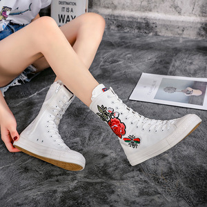 Chaussures de danse rehaussantes pour femmes, style décontracté, bottines mi-montantes, en toile, polyvalentes, pour adultes, très tendance - Product Image 3